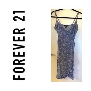 EUC Periwinkle Floral Wrap Midi Dress